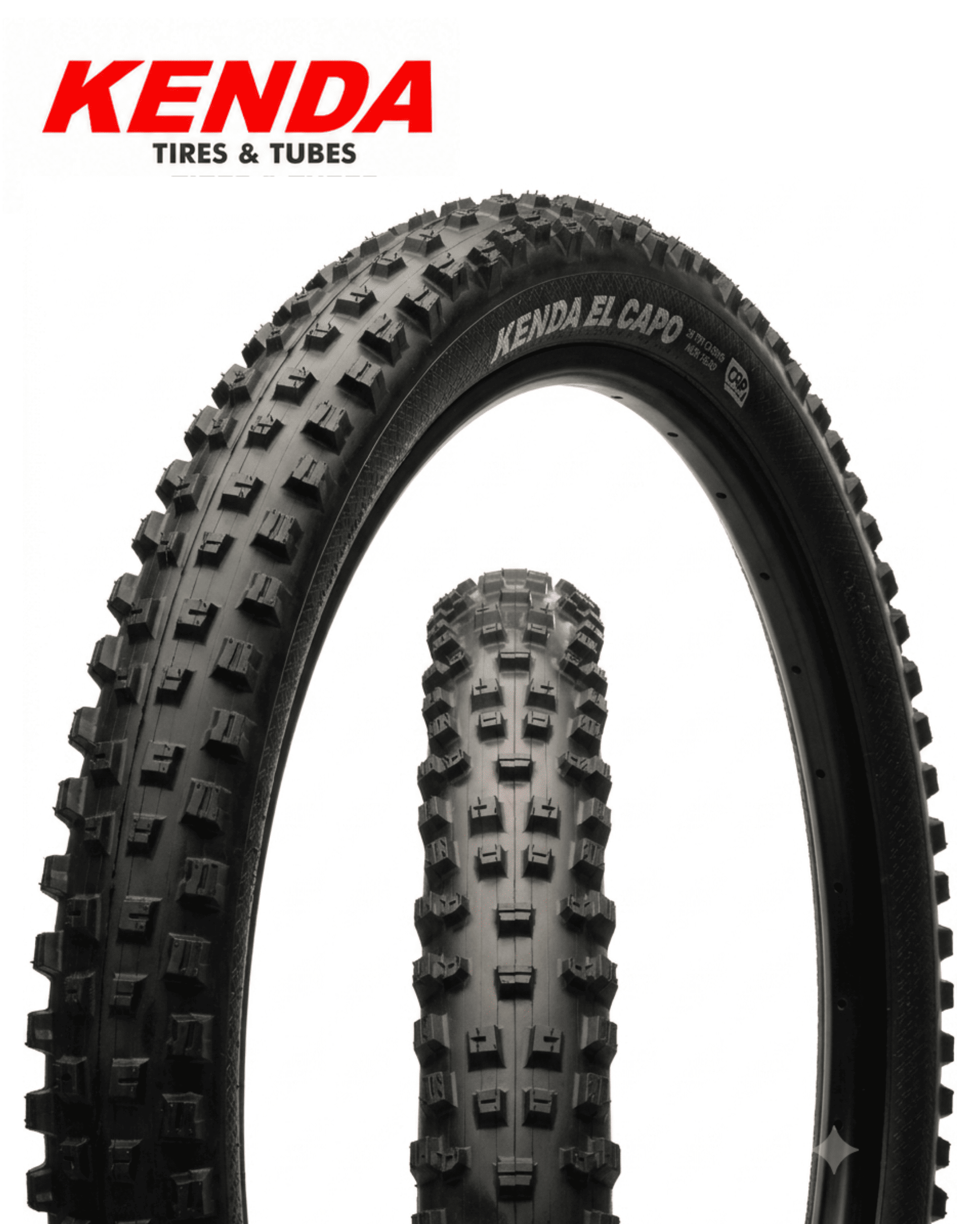 Kenda K-1221 El Capo 29x2.60 MTB tyre â€” black wire bead, aggressive tread